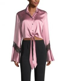 cinq a sept Genevieve Button-Front Silk Satin Top at Neiman Marcus